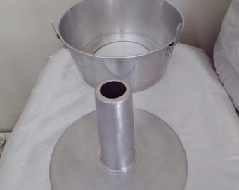 Vintage Comet Angel Food Schwammkuchenform, zweiteiliges Set, Aluminium Backformen, Rohrform, Backutensil, 10 "runder x 4 1/2" Seiten Fußform