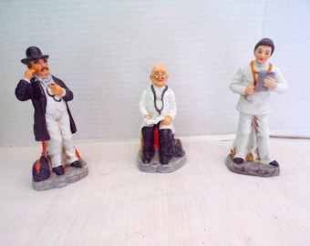 Figuras de médicos de porcelana vintage, médicos, lote de 3 Nick Knacks de Ayerst