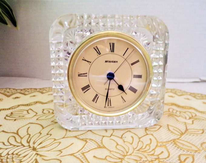 Lead Crystal Quartz Mantel Clock From France Staiger 4 Etsy