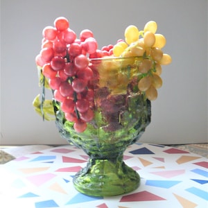 Vintage smaragdgrön krinklad texturerad glasvas med kompott 15 cm EO Brody