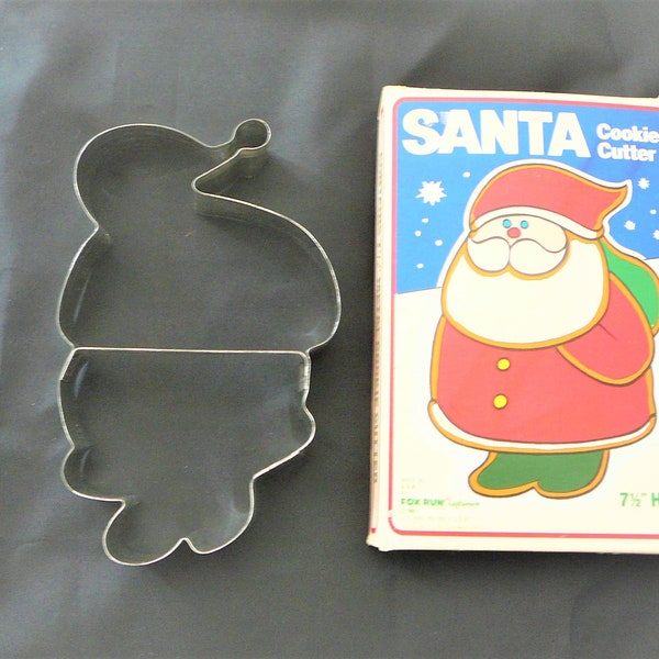 vintage Santa Metal Cookie Cutter 7.5" High USA #3610 Original Box Fox Run