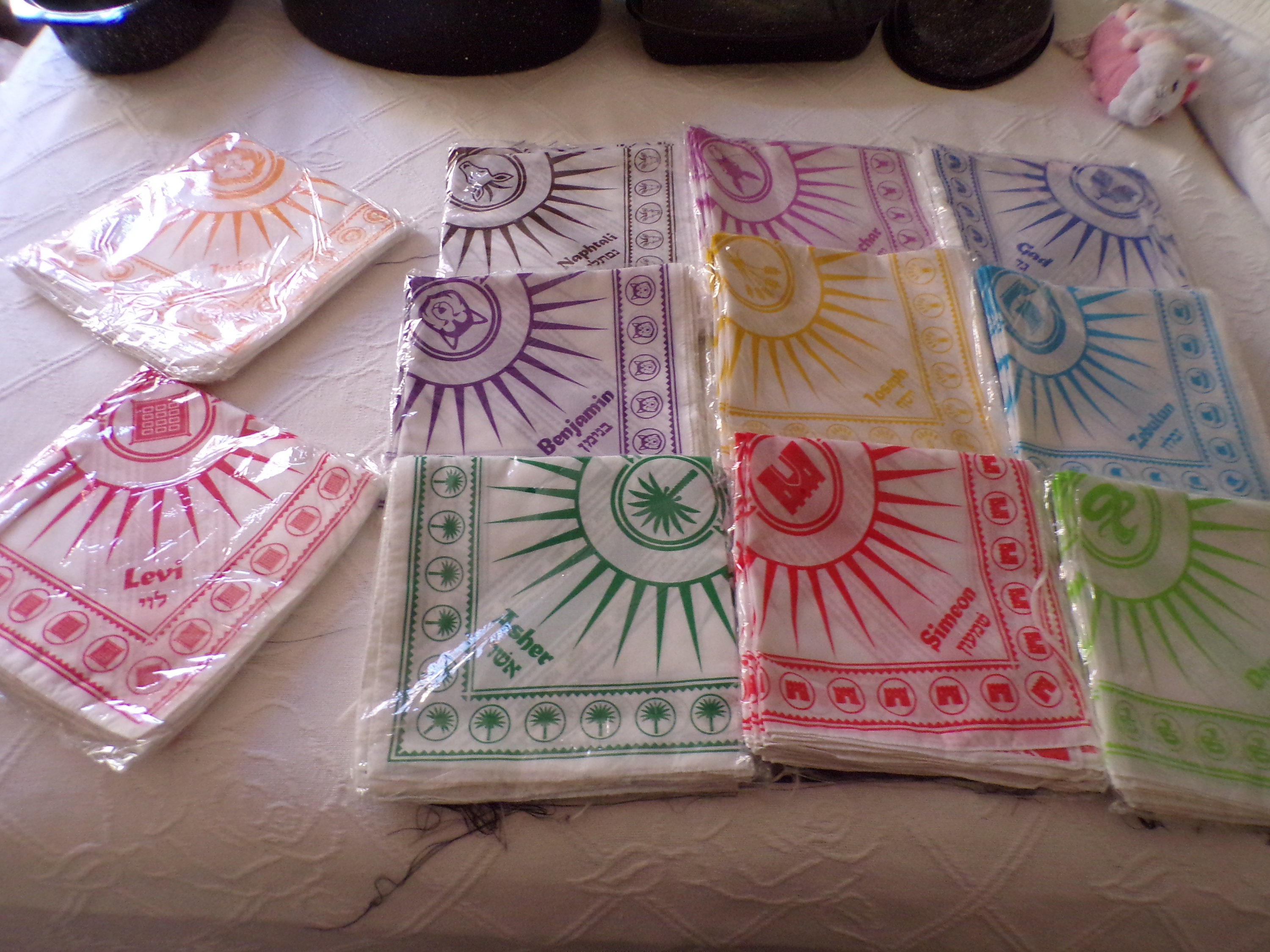 Religious Tribes of Israel Rayon Headscarf/Bandannas, Holy Land Adventure, Tribe's Symbol, Joseph, Judas, Naphtali and More Head Scarf, NOS
