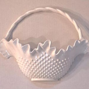Vintage White Hobnail Basket Wall Pocket by Home Interior Homco 1984 13&quot;