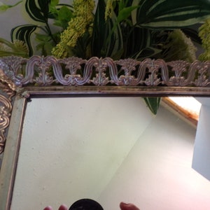 Vintage Vanity Mirror Hollywood Regency Large Rectangle Brass over Steel Ornate Filigree 15 x 10 x 1 1/4 image 6