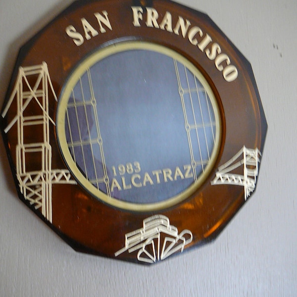 Vintage Souvenir of Alcatraz Island Photo Frame 1983 San. Francisco California