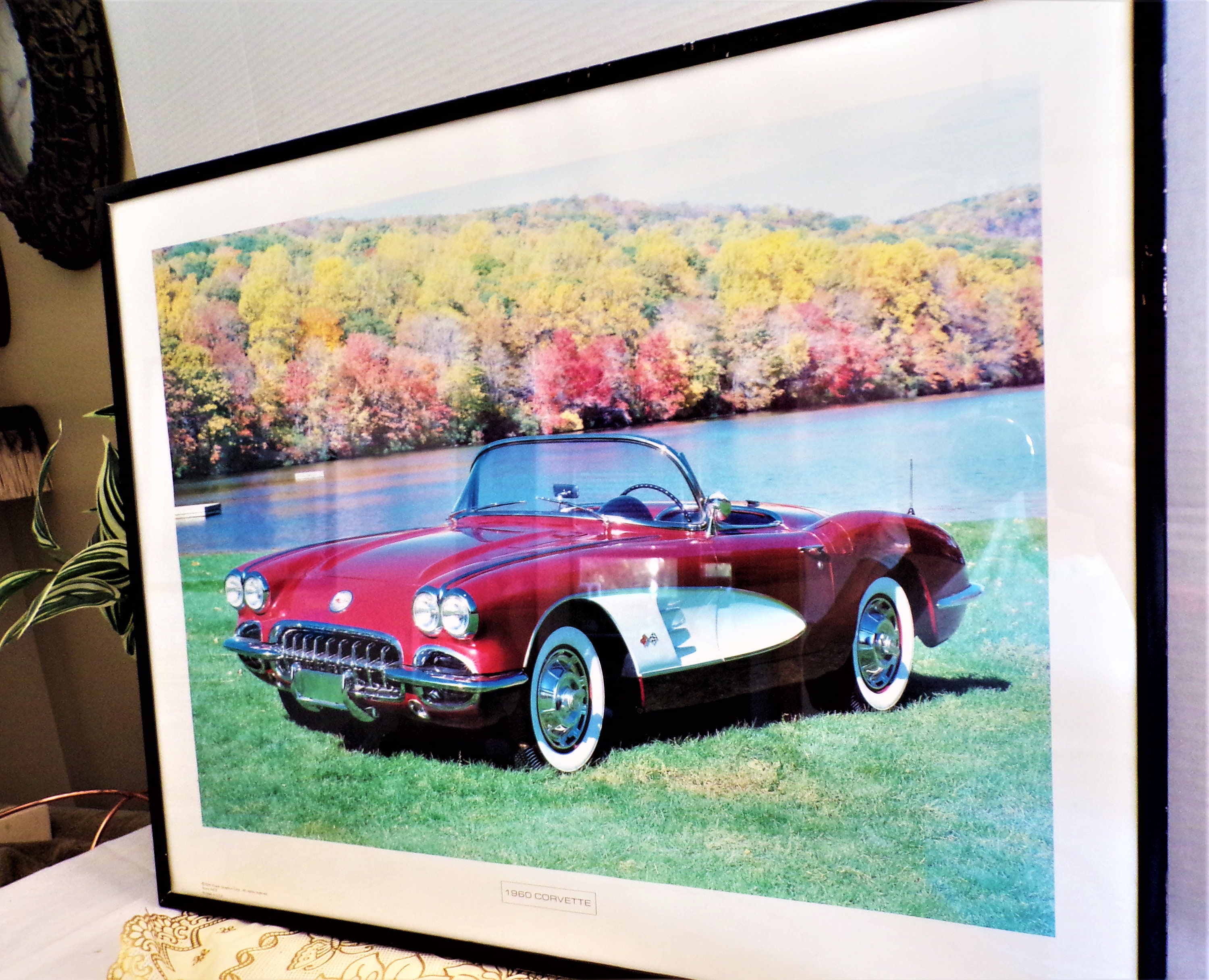 CORVETTE アートポスター Vintage 1960 Red Convertible Corvette Roadster 20