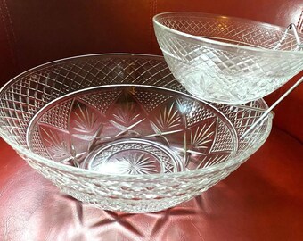 Vintage Crystal Cut Chip and Dip 3 Piece Set Antique Clear by J.G. Durand, French