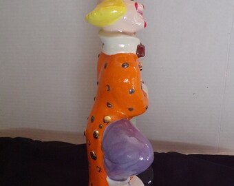 ピエロ　黒い方 ヴィンテージ 12インチ ピエロ フィギュア 手描き トップハット