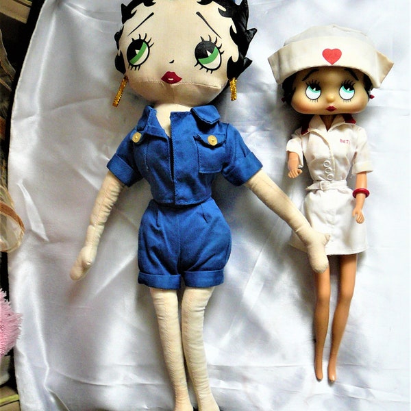 Vintage Betty Boop Dolls 17" mujer policía y 12" enfermera Betty