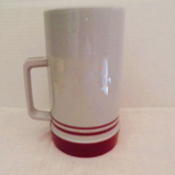 Vintage Aladdin Wide Mouth 1 Pint Thermos Hot/Cold Coffee Beverage, Travel Portable Burgundy and Grey