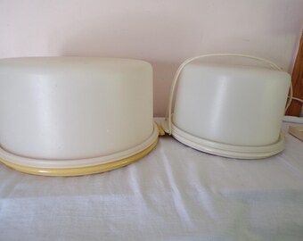 Vintage Tupperware Kuchen Träger Ex-Large 12 "und Large 10"