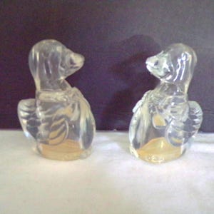 Juego de salero y pimentero con forma de pato vintage, resina dura Regaline, década de 1970