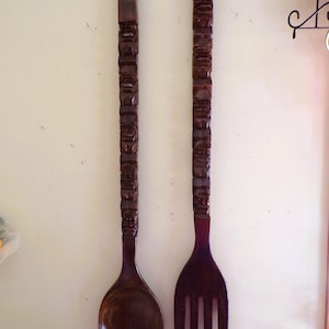 Vintage Giant Fork and Spoon - Etsy