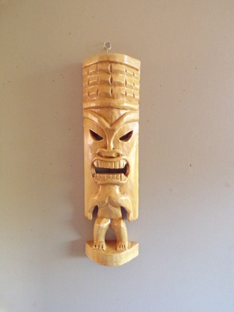 Vintage Folk Art Tropical Tiki Bar Tribal Gods Wood Mask Wall Etsy