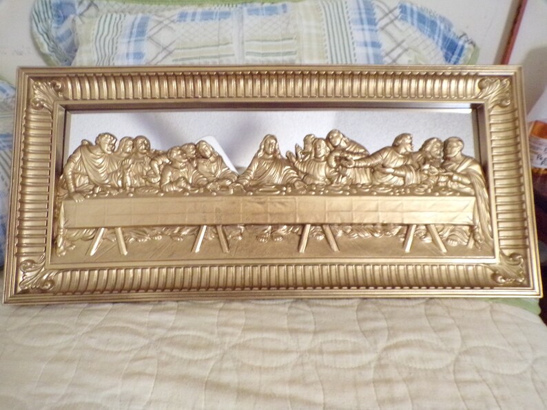 Vintage Religious Last Supper Mirrored Wall Plaque, 16" X 11" X 2", by ...
