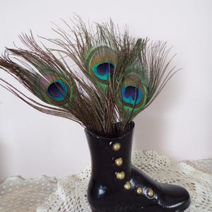 Vintage Victorian Cast Metal Button Up High Top Ankle Boot/Shoe Vase
