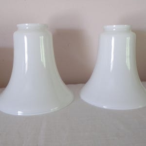 Vintage Opal Iridescent "Trumpet" Art Deco Glass Replacement Shades, 5 1/2" Tall with 2" Outside Fitter Fixture Shade, American Made