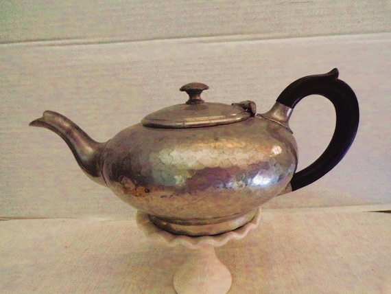 Antique Sheffield Hammered Pewter Tea Pot by James Dixon & Sons