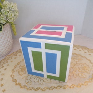 Alcancía para bebé con tapón, cubo azul, rosa, verde, amarillo y blanco, para baby shower, guardería