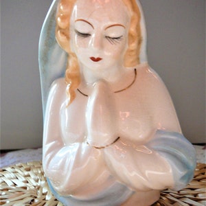 Vintage Praying Madonna Porcelain Planter by Enesco, Mother's Day Gift