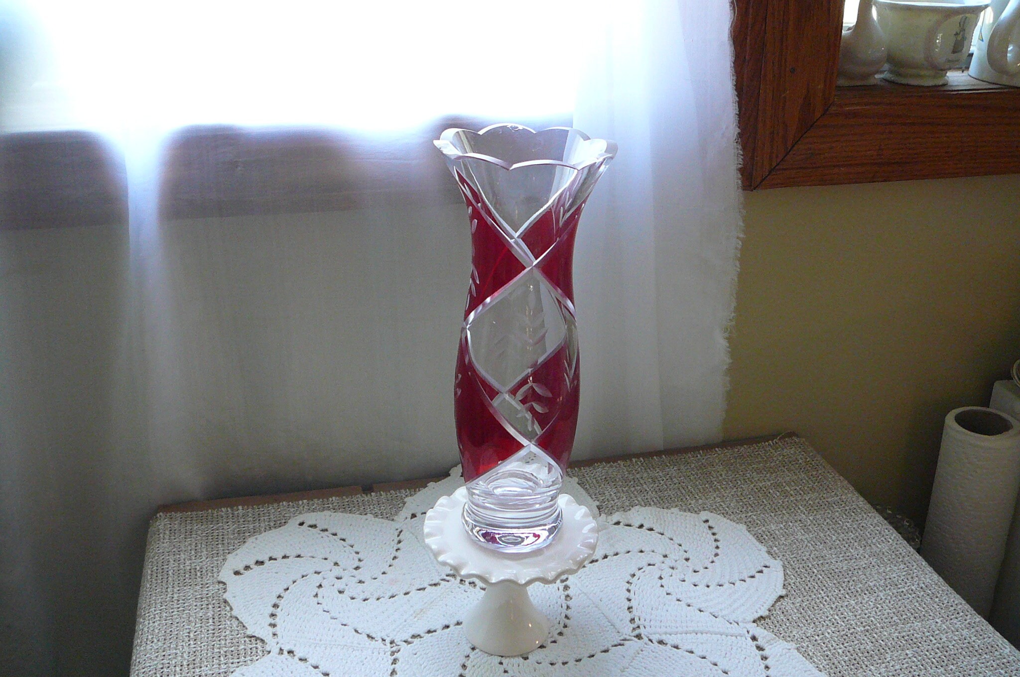 Lenox Cut Crystal Hand Painted Vase Made in Romania Crimson Etsy