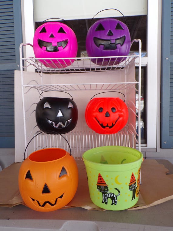 Vintage Halloween Blow Mold Big Jack Pumpkin Pail Trick or Treat