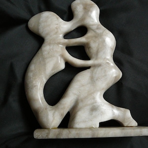 Abstract Contemporary Soapstone Couple Sculpture