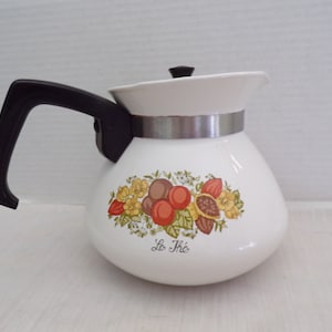 Vintage Corning Spice of Life (Spice o&#39; Life) Teapot, Tea Pot 6 cup with Stainless Steel Lid P-104