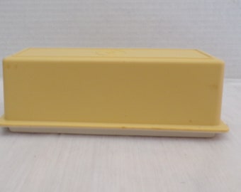 Vintage Tupperware Single Butter Dish and Cover, Butter Keeper #636-11 and 637-12, Harvest Gold Made in USA