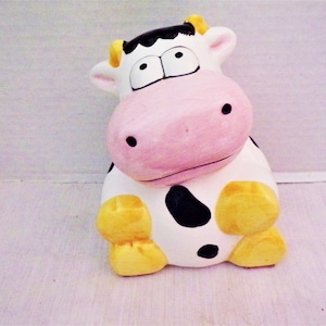Child&#39;s Piggy Bank For Kids or Baby Nursery, Coin, Money, Savings, Ceramic Baby Calf Funny Face