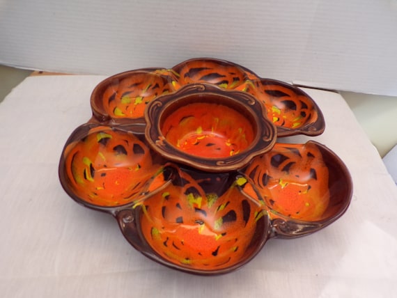 Vintage Ceramic Lazy Susan Vegetable Serving Dishes/tray Condiment