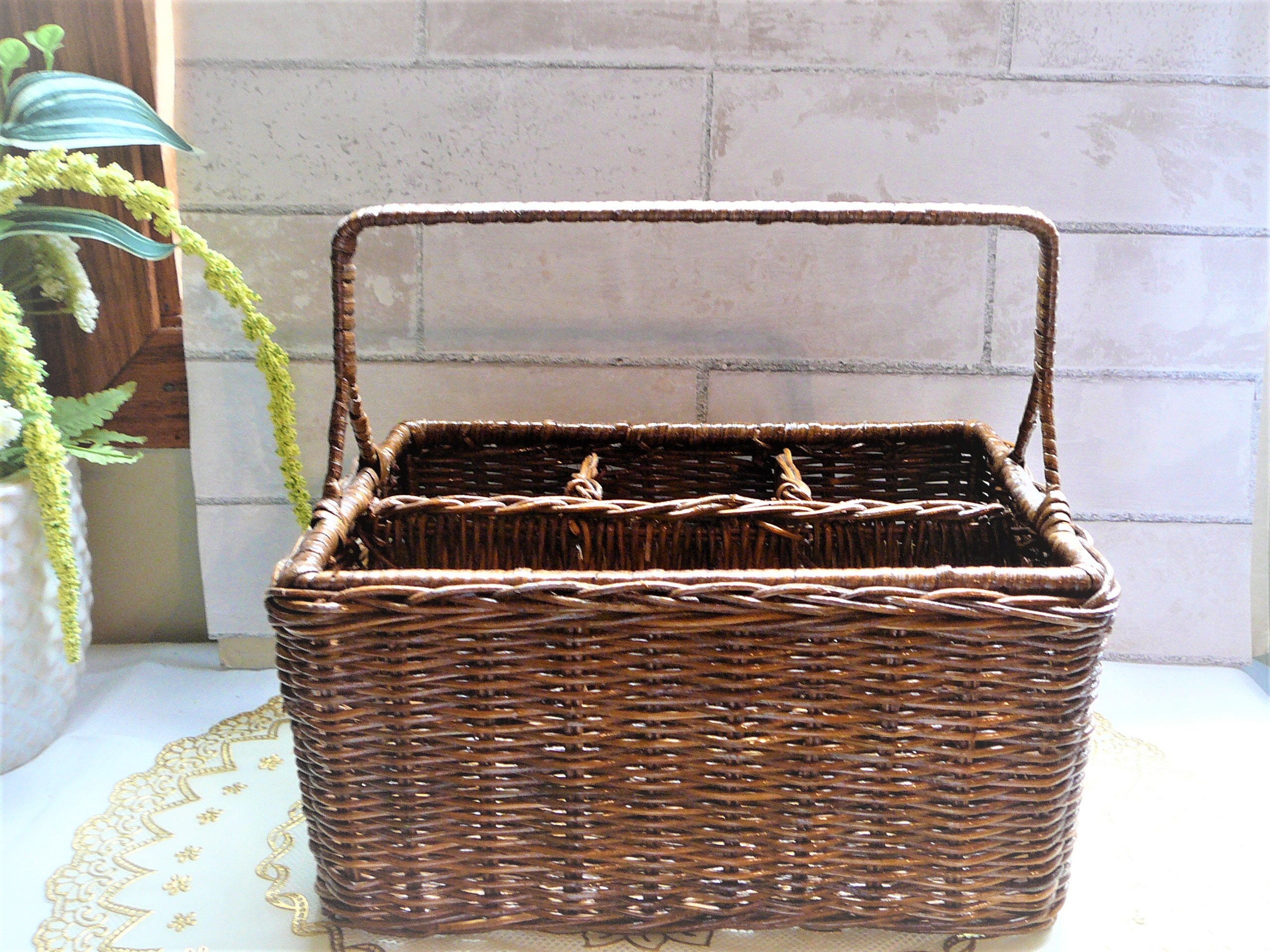 UPKOCH Wicker Storage Basket Round Storage Basket Picnic Bread Container Flower Basket for Home 
