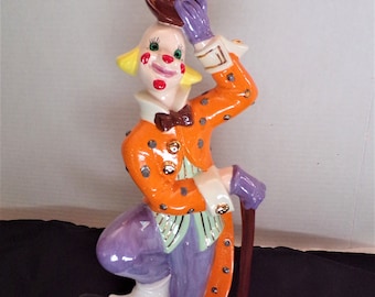 ヴィンテージ 12インチ ピエロ フィギュア 手描き トップハット