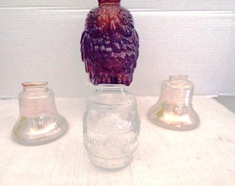 Vintage Glass Coin banks Wise Owl, Lucky Beer Barrel and Liberty Bell Piggy Banks, Savings, Money, Coin Bank, USA