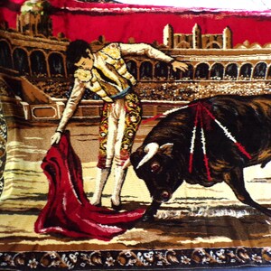 Vintage Matador Spanish Bullfighter Wall Tapestry, Extra Large Fringed ...