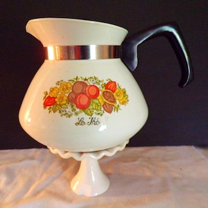Vintage Corning Ware Orange Spice of Life 6 Cup Coffee Tea Pot Kettle with Lid P-104