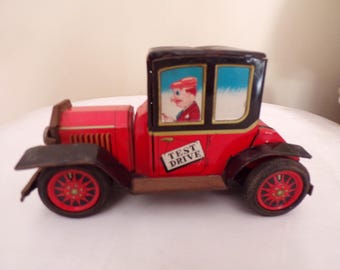 Vintage Tinplate Test Drive Car Toy - Working by 1960s Daiya Japan