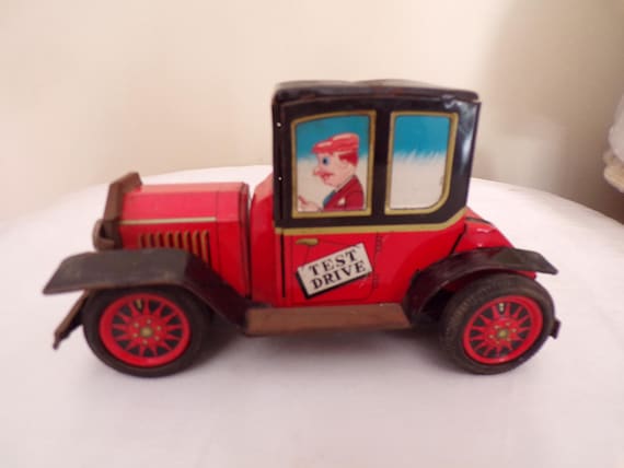Sale ヴィンテージ ニチハン　アンティークPT ３DR 　キャビ　昭和レトロ Vintage Tinplate Test Drive Car Toy - Working by 1960s Daiya Japan