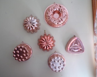 Vintage Aluminum Copper Color Jello Molds, Bundt Pans, Baking Pans, Berry Pan, Party Pan, Crab Pan, Rose Pan, Wall Hanging, Farmhouse Decor