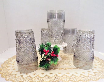Vintage Drinking Glasses Wexford 11 oz. Flat Tumbler by Anchor Hocking 6 Piece Set Criss-Cross