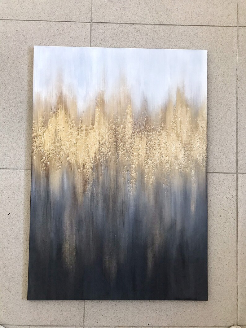 Abstract original painting Gold and gray wall painting Etsy
