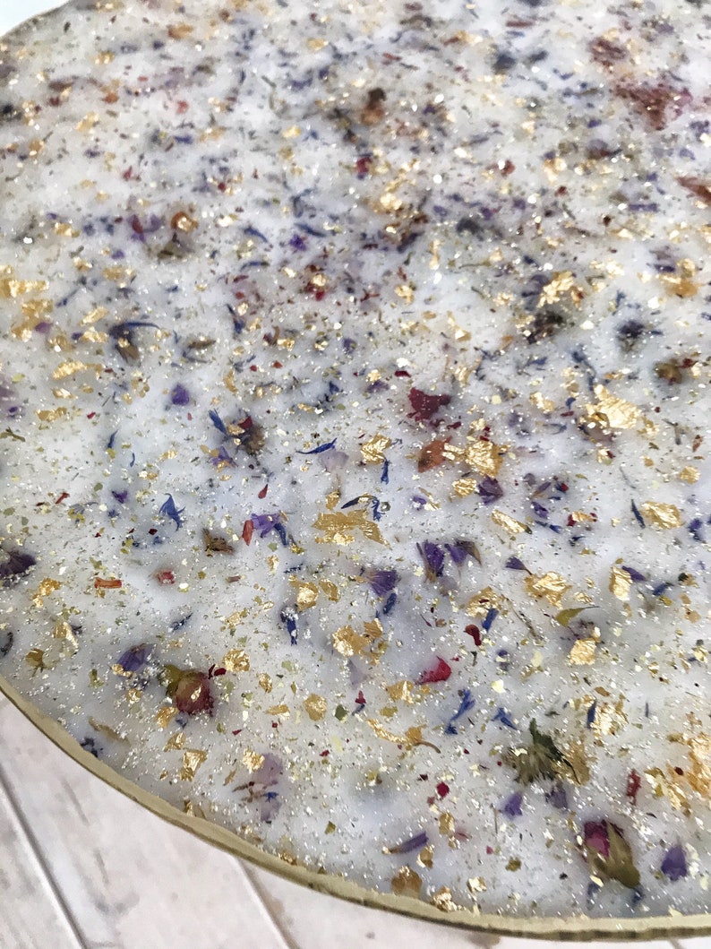 Boho flower resin table White round coffee table Epoxy resin Etsy