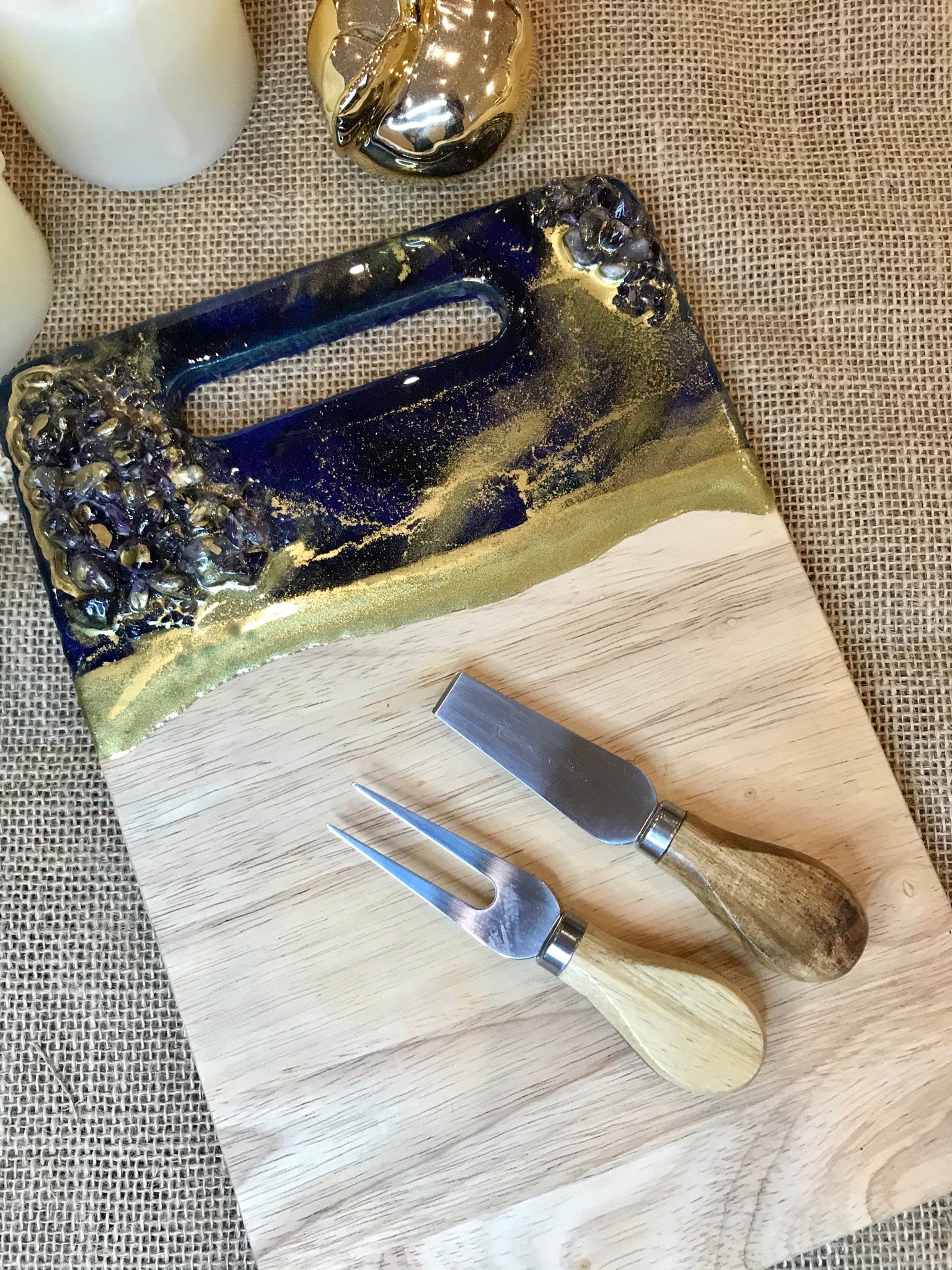 Resin cutting board with amethyst Resin cheese boards Etsy
