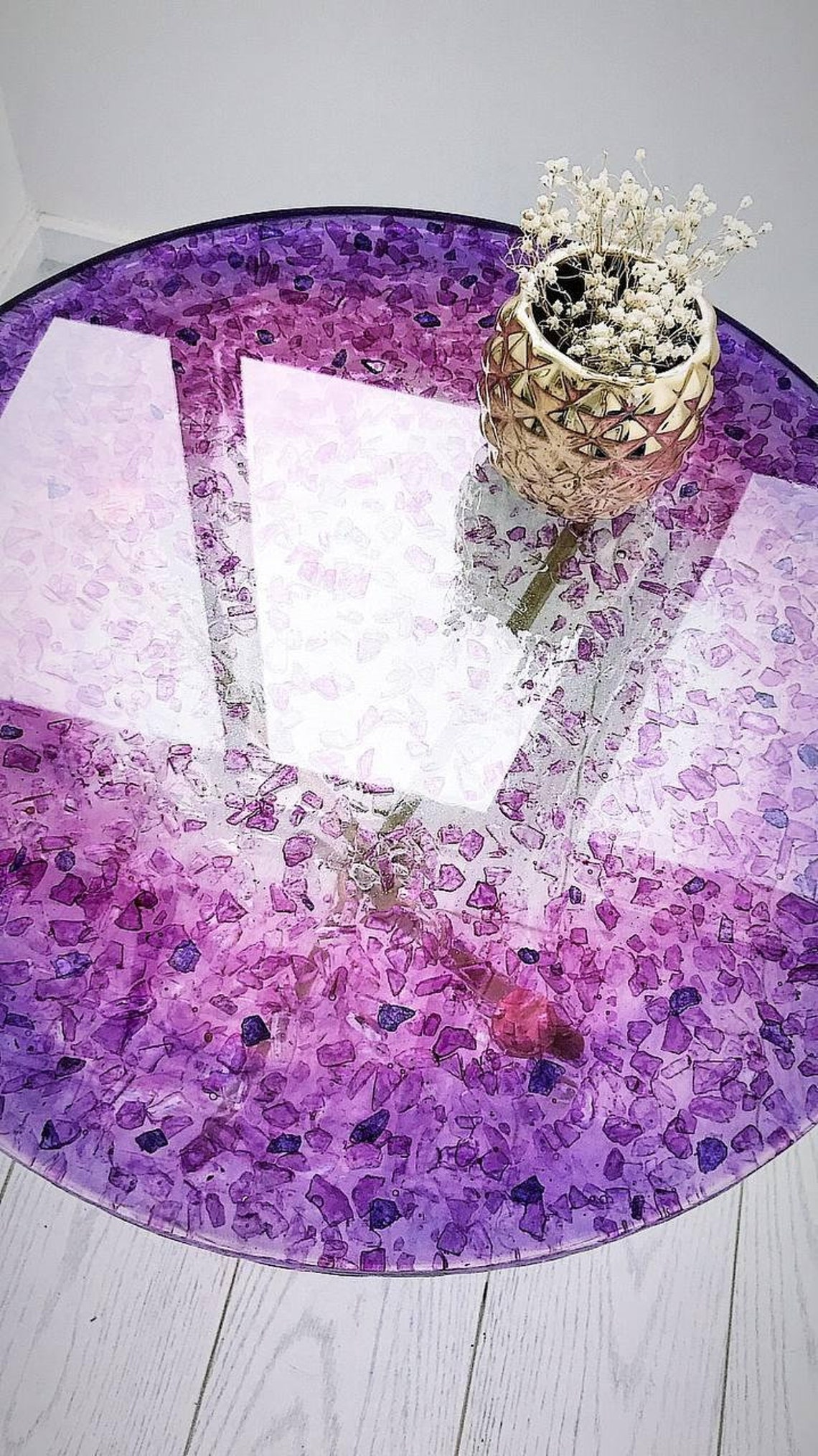 Epoxy Round Table Pink Boho Coffee Table Small Coffee Table Etsy