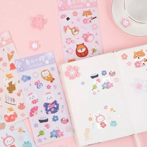Japanese festive animal stickers clear