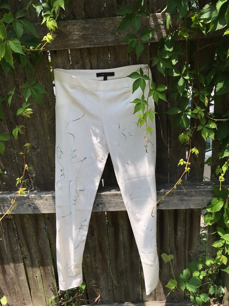 Hand Painted Design White Pants Etsy