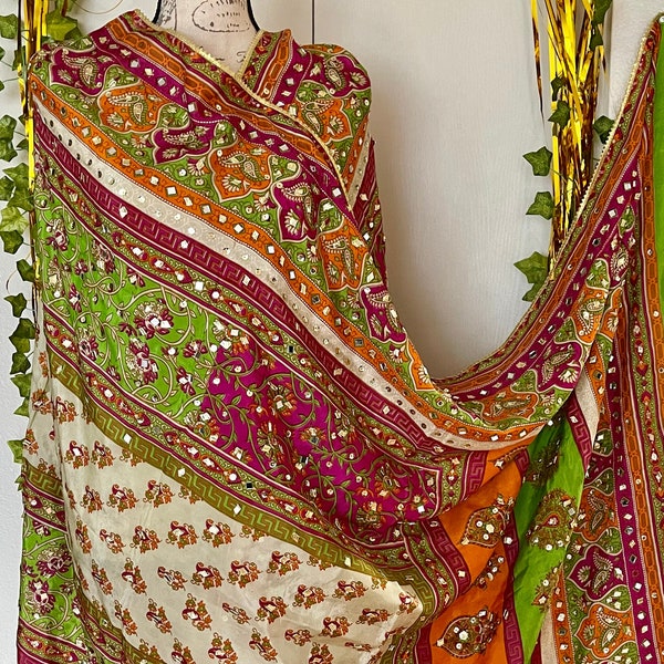 Dupatta de casamento paquistanês, envoltório, cachecol, dupatta multi espelho paquistanês