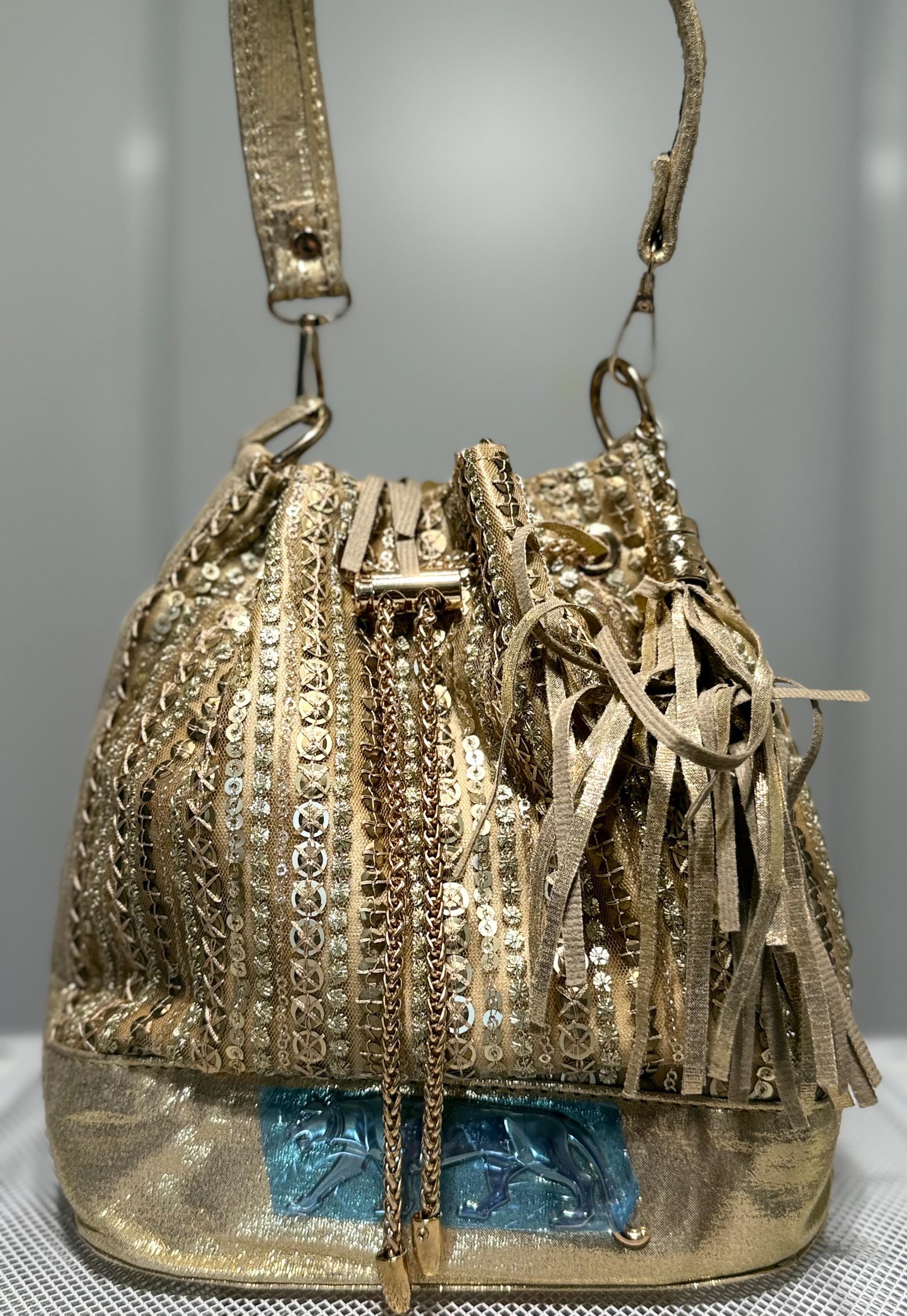 Sabyasachi Inspired Gold Potli Bag: Embroidered Indian Wedding