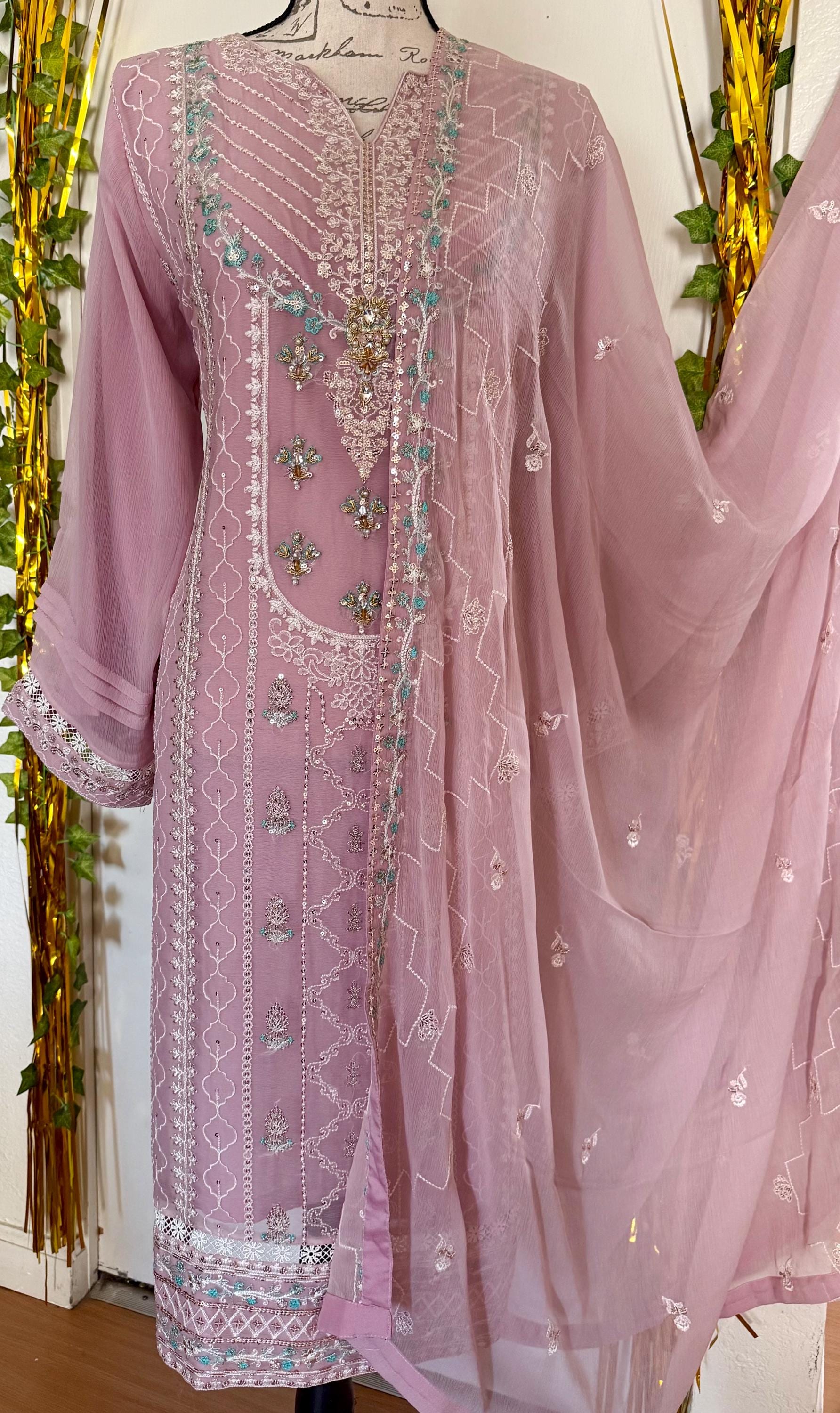 open lace back dress Agha Noor Chiffon Dress 2 pc - 09212 main image 0