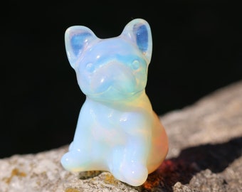 1.2" Opalite Carved French bulldog,bulldog Carving ,Opalite bulldog Statue，Crystal Healing,Decor,Crystal Gifts 1PC